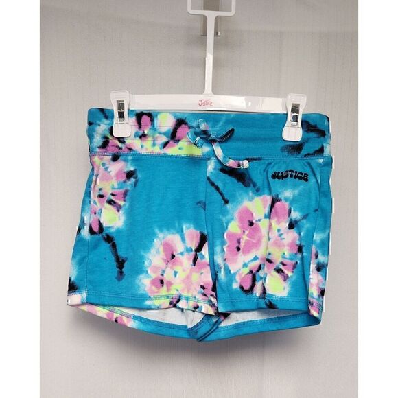 Justice Girls Tie Dye Multicolor Blue Shorts Set Size 10M NEW WITH TAGS - Picture 7 of 9